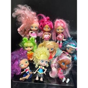Shopkins Shoppies Dolls Lot of 9 – Mix of Styles, Outfits & Colorful Hair